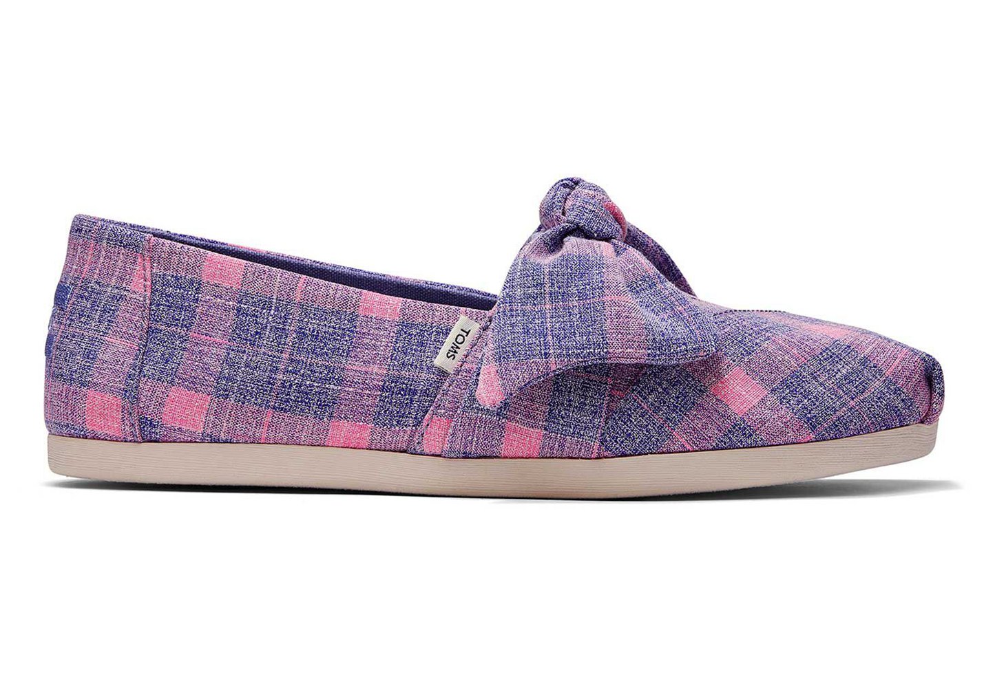 Toms Alpargata Plaid Bow Espadrille Purple/Pink - Womens - 43720-KBEJ